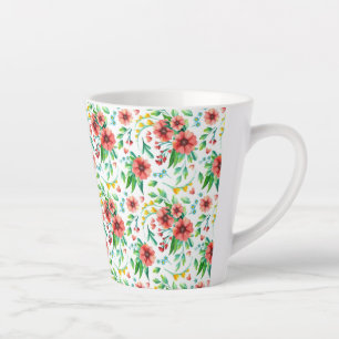 Hand Painted Pink Flowers Floral Pattern-23498 Latte Mug