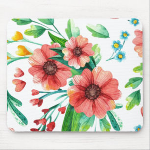 Hand Painted Pink Flowers Floral Pattern-23498 Mouse Mat