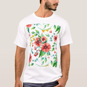 Hand Painted Pink Flowers Floral Pattern-23498 T-Shirt