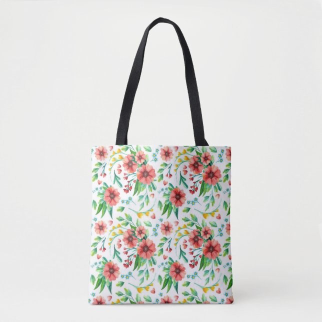 Hand Painted Pink Flowers Floral Pattern-23498 Tote Bag (Front)