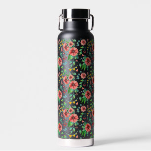 Hand Painted Pink Flowers Floral Pattern-23498 Water Bottle