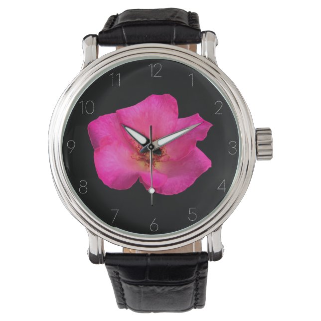 Hand-painted pink rose watch (Front)