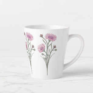 Hand Painted Pink Wild Flowers Latte Mug