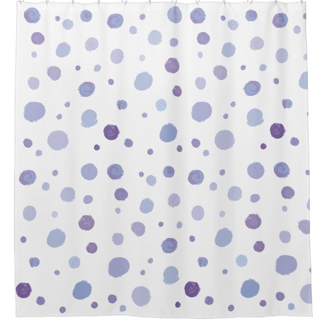 hand painted polka dots shower curtain (Front)