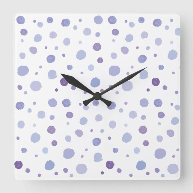 hand painted polka dots square wall clock (Front)