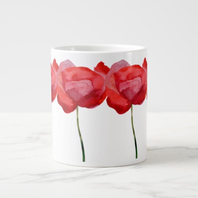Hand painted Poppies from our English Countryside  Large Coffee Mug (Front)