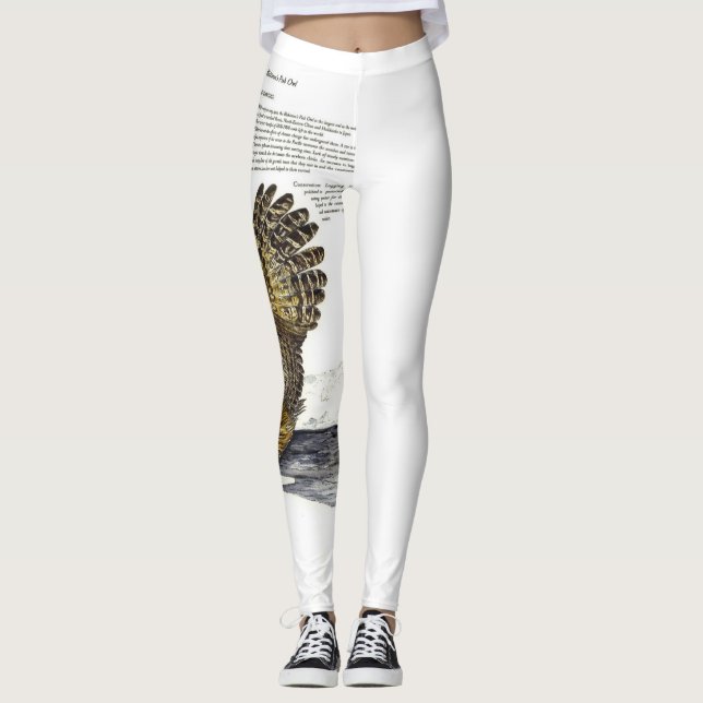 Hand Painted Print Endangered Owl Leggings (Front)