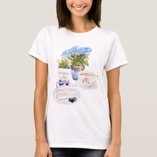 hand painted purple cake tea flowers  T-Shirt