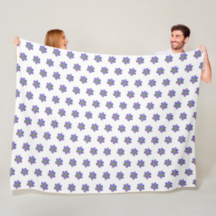 Hand-Painted Purple Floral White Pattern  Fleece Blanket