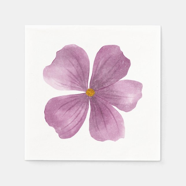 Hand Painted Purple Flower Napkin (Front)