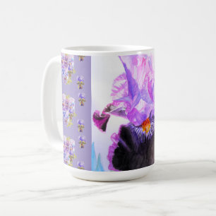 Hand Painted Purple Iris Irises floral Latte Mug