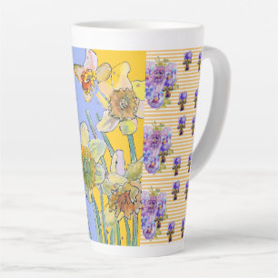 Hand Painted Purple Pansy Pansies floral Latte Mug