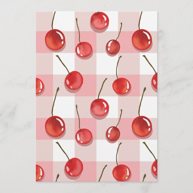 Hand-Painted Red Cherries Seamless Pattern Invitation (Front)