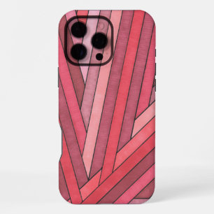 Hand Painted Red Geometric Stripe Design iPhone 16 Pro Max Case