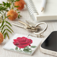Hand Painted Red Rose Botanical
