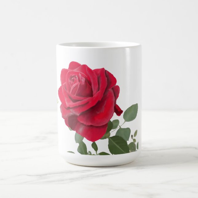 Hand painted red rose coffee mug (Center)