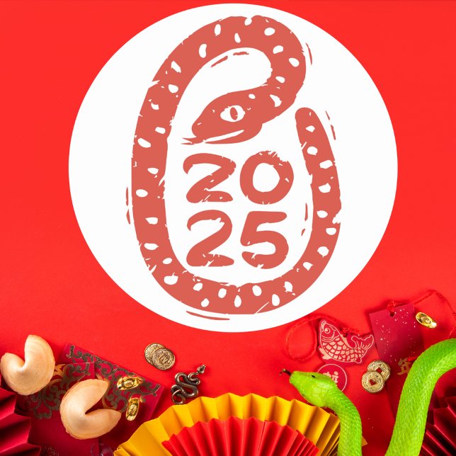 Hand-Painted Red Snake 2025 Classic Round Sticker (Creator Uploaded)