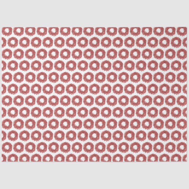 Hand Painted Red Winterberry Wreath Christmas Tissue Paper (Front)