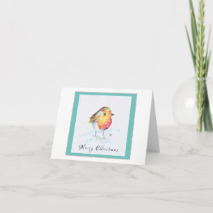 Hand painted Robin Christmas Card