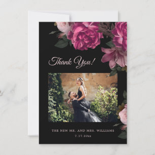 Hand Painted Roses Dark Romantic Wedding  Thank You Card