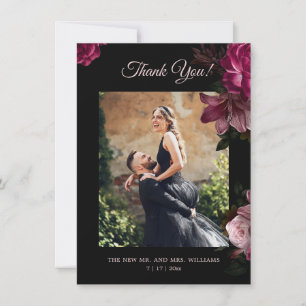 Hand Painted Roses Dark Romantic Wedding Thank You Card