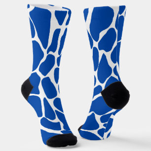 Hand-Painted Royal Blue & White Giraffe Spots  Socks