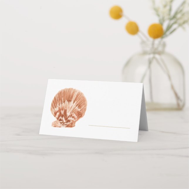 Hand painted Scallop Sea Shell Place Card (Front)