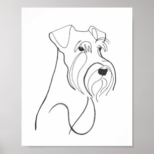 Hand Painted Schnauzer Minimalist Dog Artwork Poster