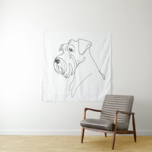 Hand Painted Schnauzer Minimalist Dog Artwork Tapestry