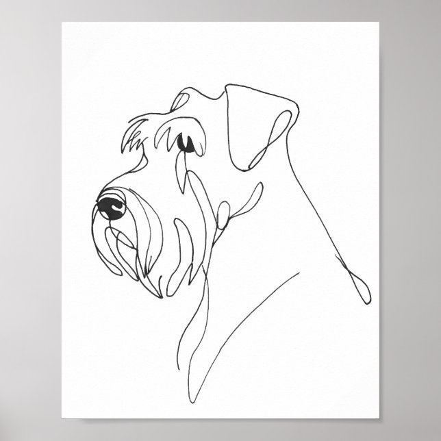 Hand Painted Schnauzer Pet Portrait Poster (Front)