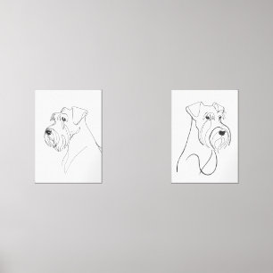 Hand Painted Schnauzers Minimalist Pet Artwork