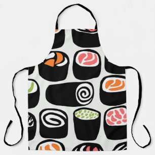 Hand painted seamless pattern with Asian food on v Apron