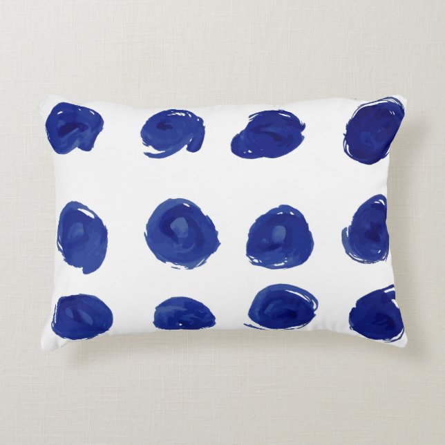 Hand painted seamless polka dots pattern decorative cushion (Front)