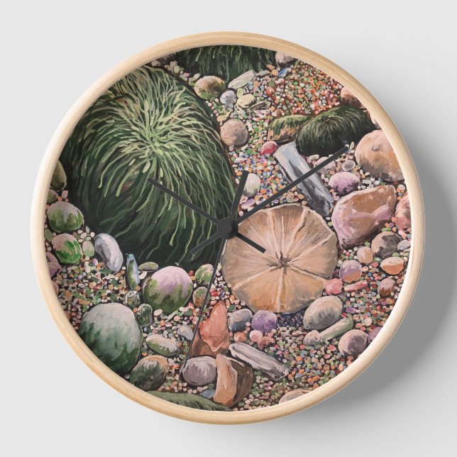 Hand Painted Seascape Tides Out  Clock (Front)