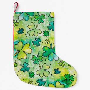Hand-painted shamrock pattern featuring water colo small christmas stocking