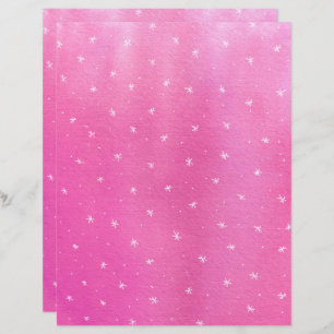 Hand Painted Stars on Pink Blends Scrapbook Paper