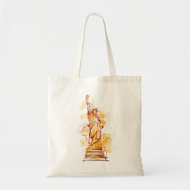 Hand-painted Statue of Liberty Tote Bag (Front)