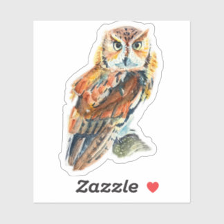 Hand-painted sticker reproduction of an Owl