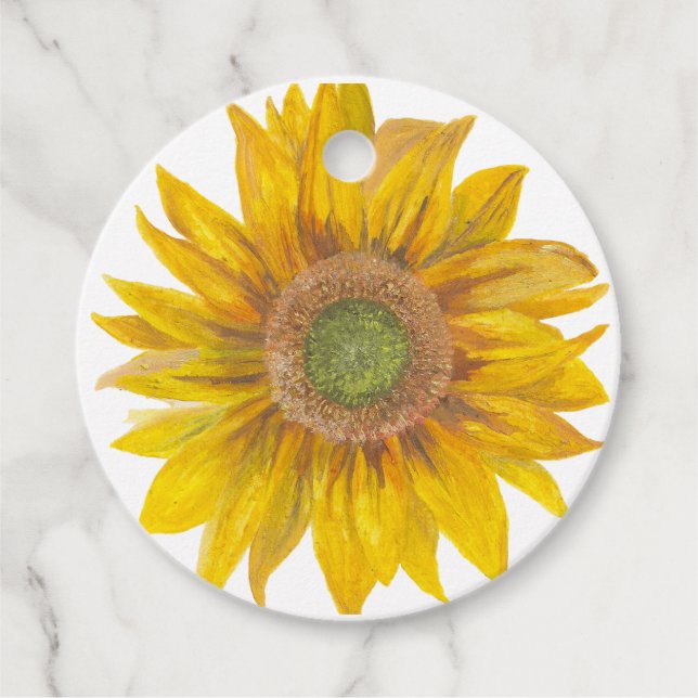 Hand Painted Sunflower Favor Tags (Front)