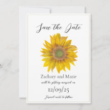Hand Painted Sunflower Save The Date Card