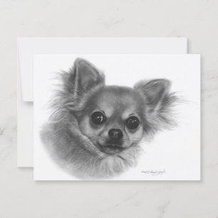 Hand Painted Sweet Chihuahua Gaze Pet Portrait Postcard