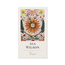 Hand Painted Symmetrical Orange and Green Florals