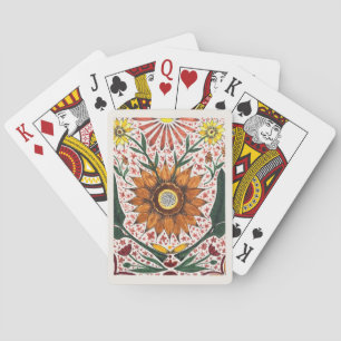 Hand Painted Symmetrical Sunflower Florals Playing Cards