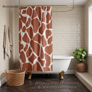 Hand-Painted Terracotta Safari Giraffe Spots Shower Curtain