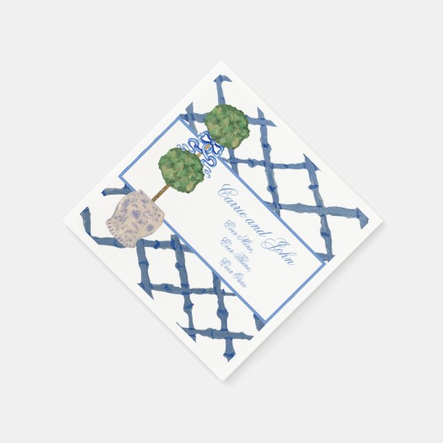 Hand Painted Topiary Chinoiserie Ginger Jar Jars   Napkin (Corner)