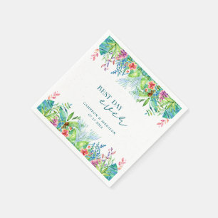 Hand-Painted Tropical Flower Wedding Napkin