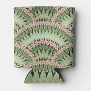 Hand Painted Tropical Flowers Pattern Can Cooler