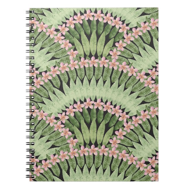 Hand Painted Tropical Flowers Pattern Notebook (Front)