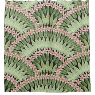 Hand Painted Tropical Flowers Pattern Shower Curtain