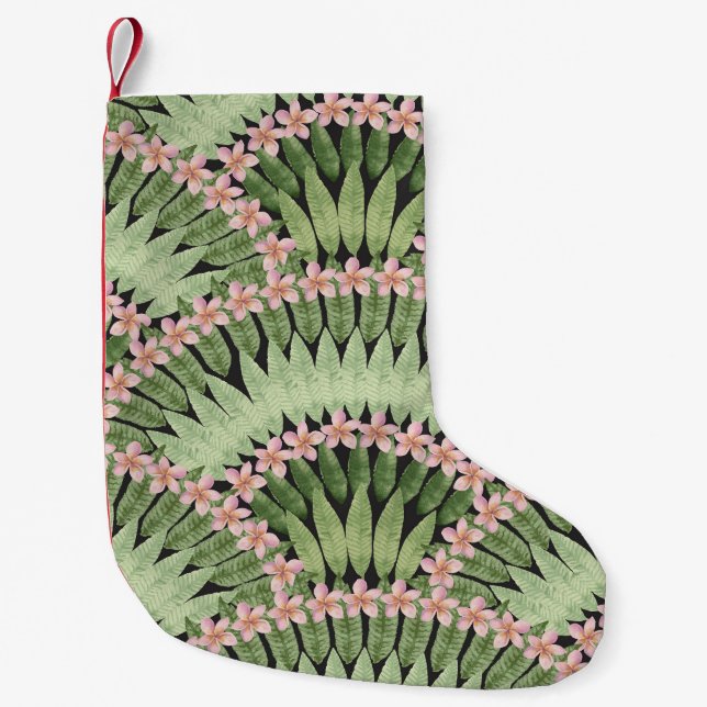 Hand Painted Tropical Flowers Pattern Small Christmas Stocking (Front)